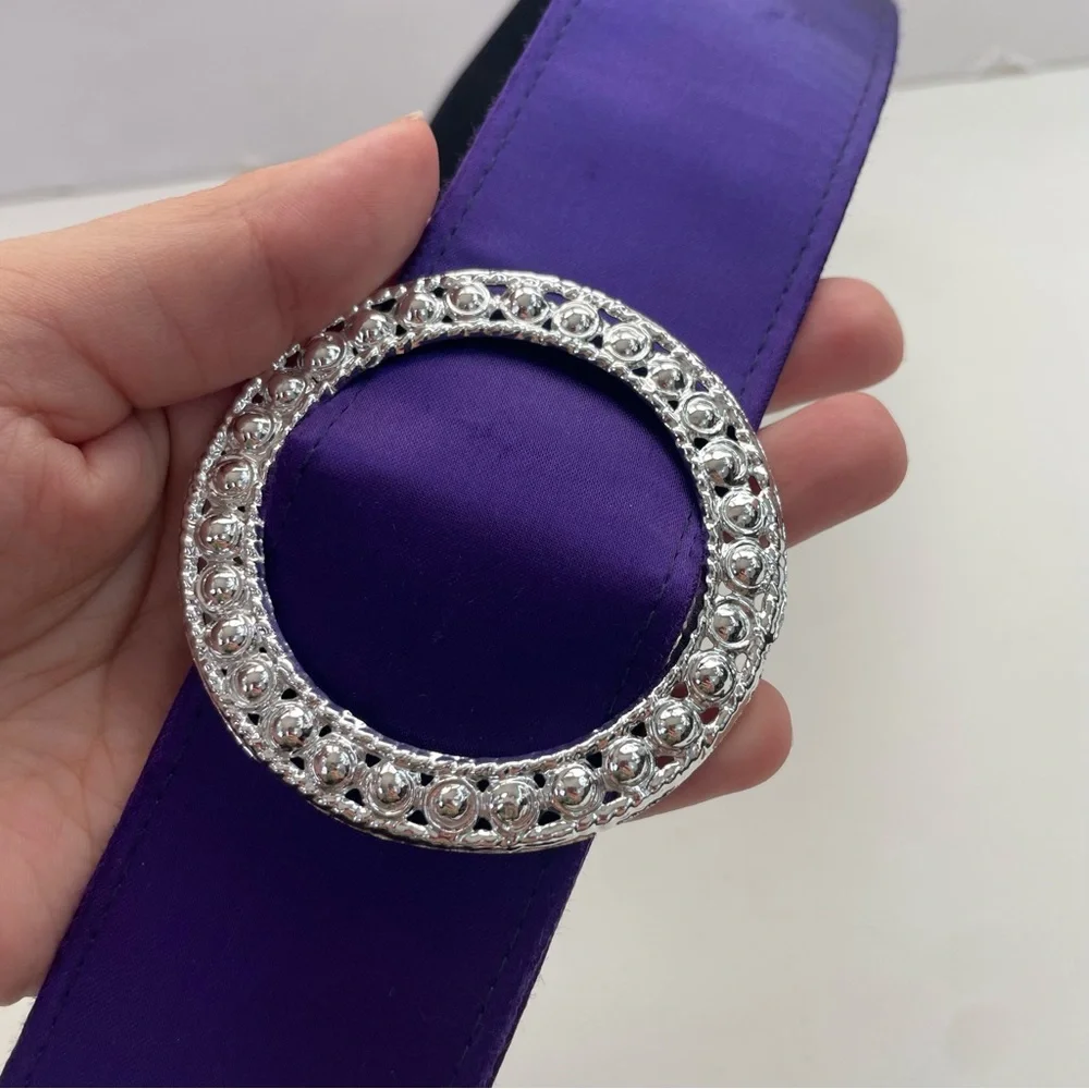 Purple Satin Wide Statement Belt‎